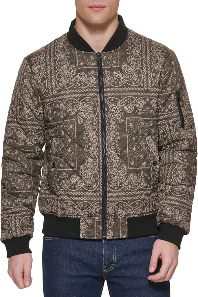 Levi's Men's Diamond Quilted Bomber Jacket Brown