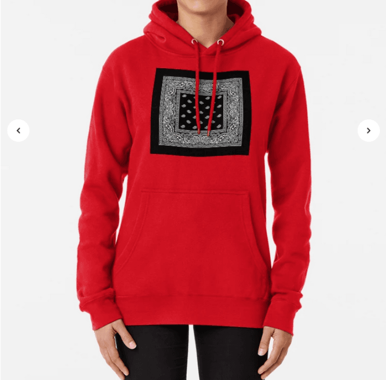 Bandana Fever Black Bandana Teardrops Pullover Hoodie