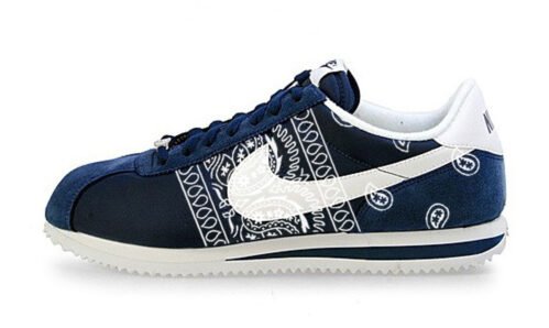 Bandana Fever Navy Blue Bandana Teardrops Custom Nike Cortez Shoes NNW