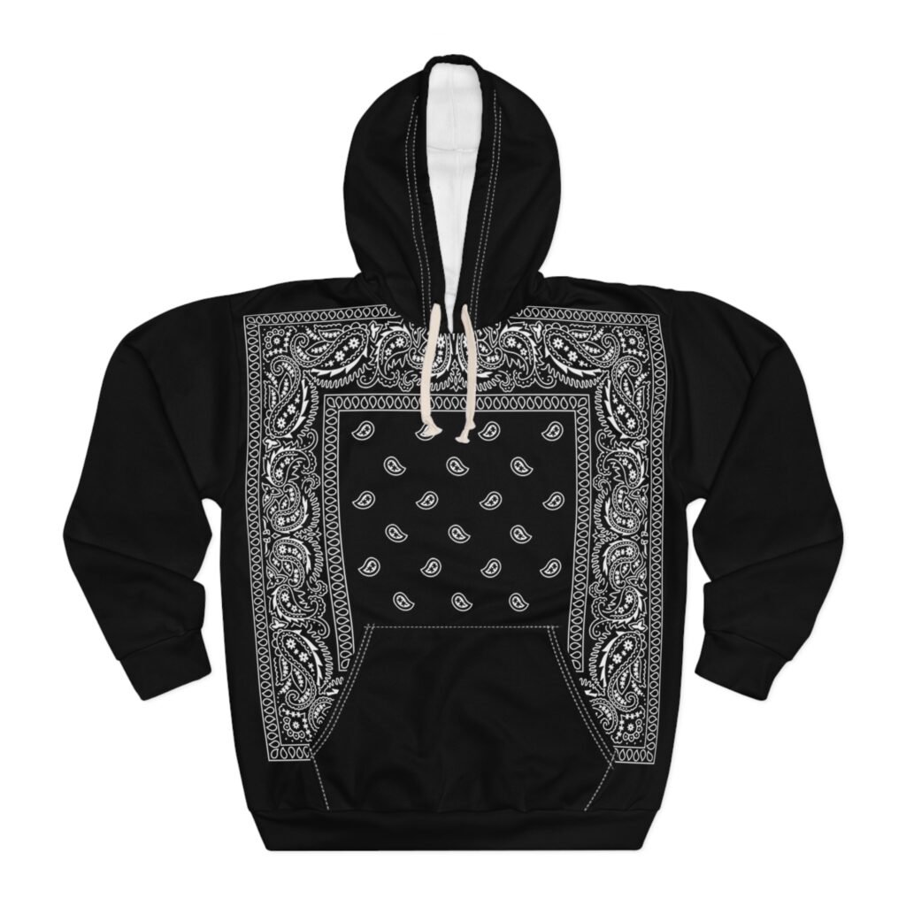 Bandana Fever Black Bandana Teardrops Torso Unisex Pullover Hoodie Black
