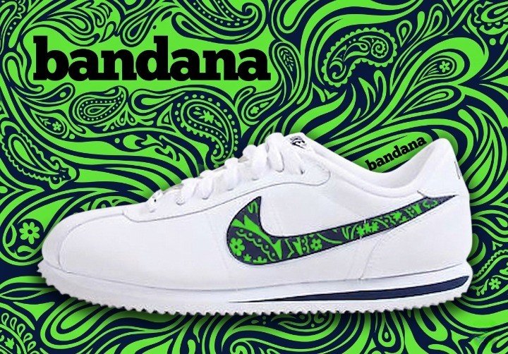 Bandana x Nike Cortez Lime Navy Bandana