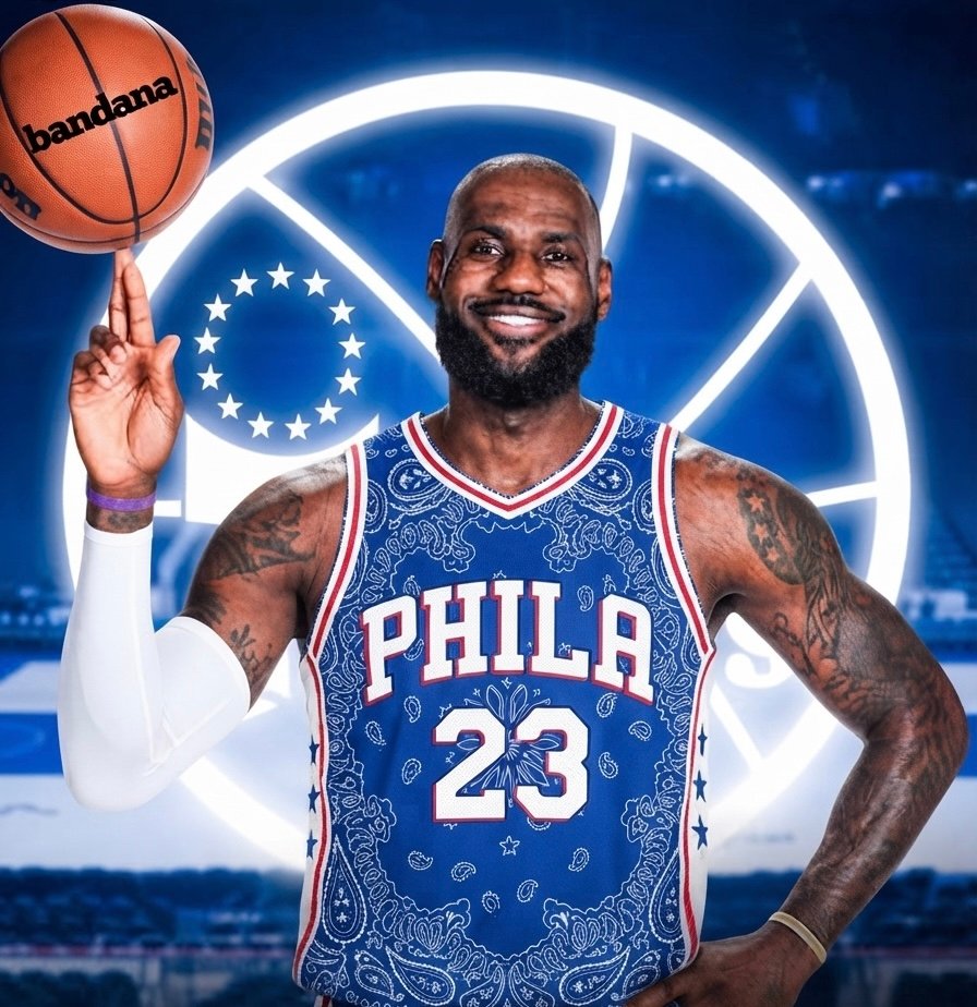 Bandana x LeBron Sixers Jersey Blue Bandana